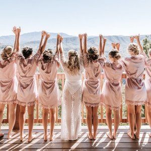 Dusty Rose Getting Ready Bridesmaid Robes, Maid of honor proposal, wedding day
